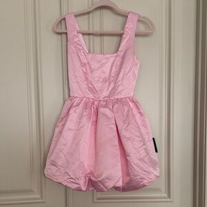 Lulu's Pink Satin Fit-and-Flare Mini Dress